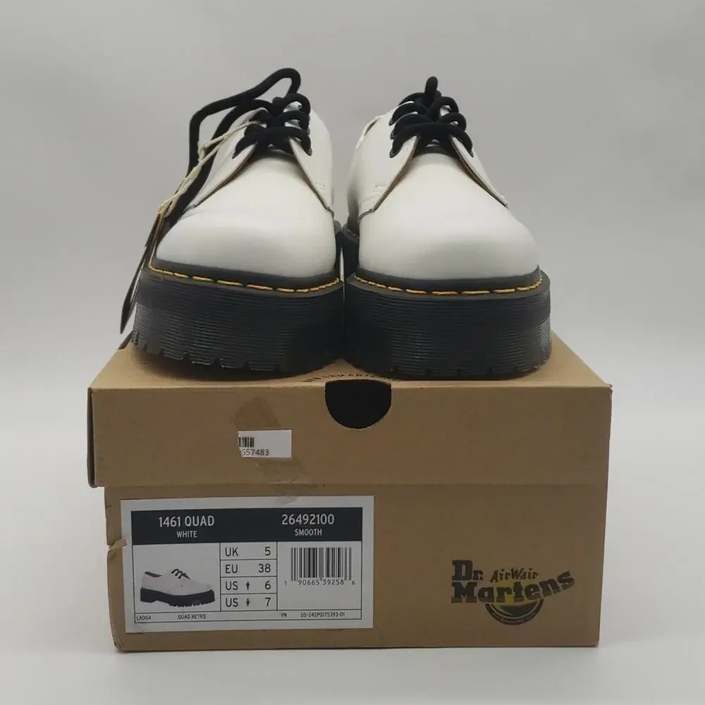 Dr. Martens AirWair White Leather Platform Shoes Size 7W / 6M NWT – Unisex